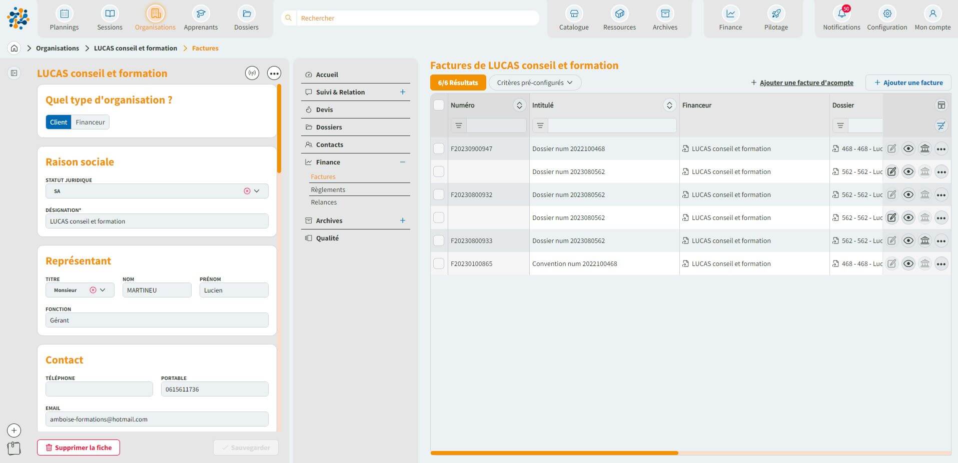 Facturation - Comptabilité et gestion centre de formation FormDev