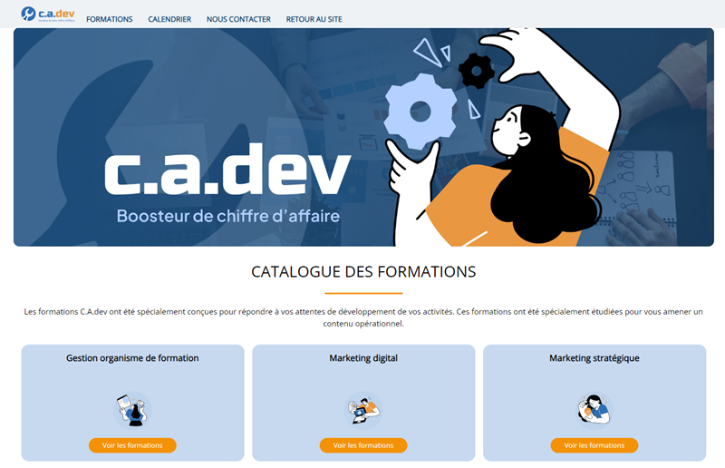 Site web catalogue formations Formdev
