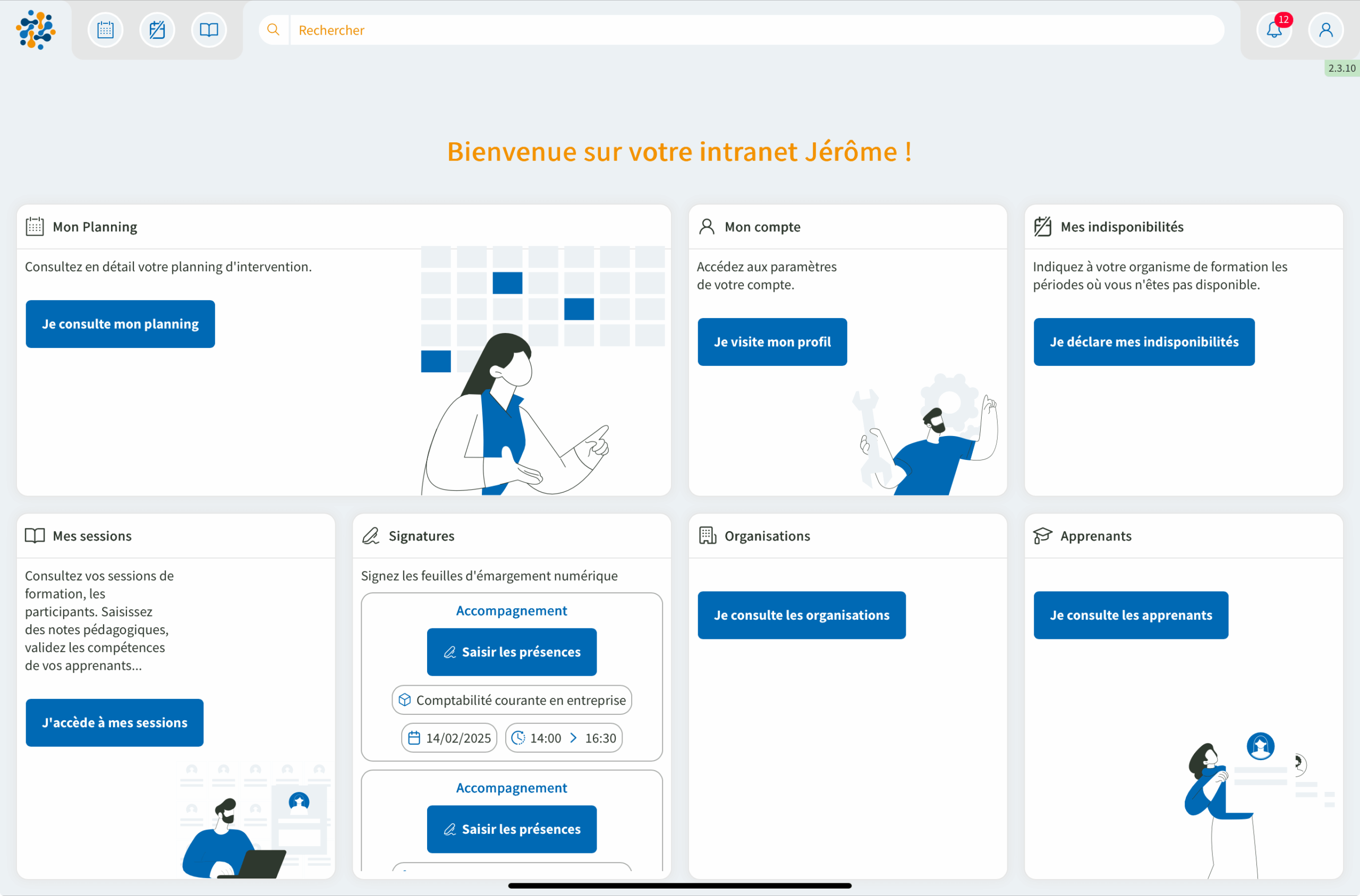 Espace formateur (Intranet des intervenants)