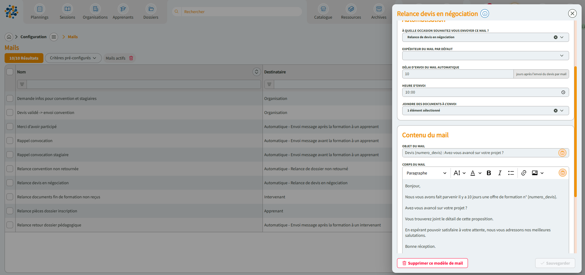 Vos mails sont envoyés automatiquement dans Formdev