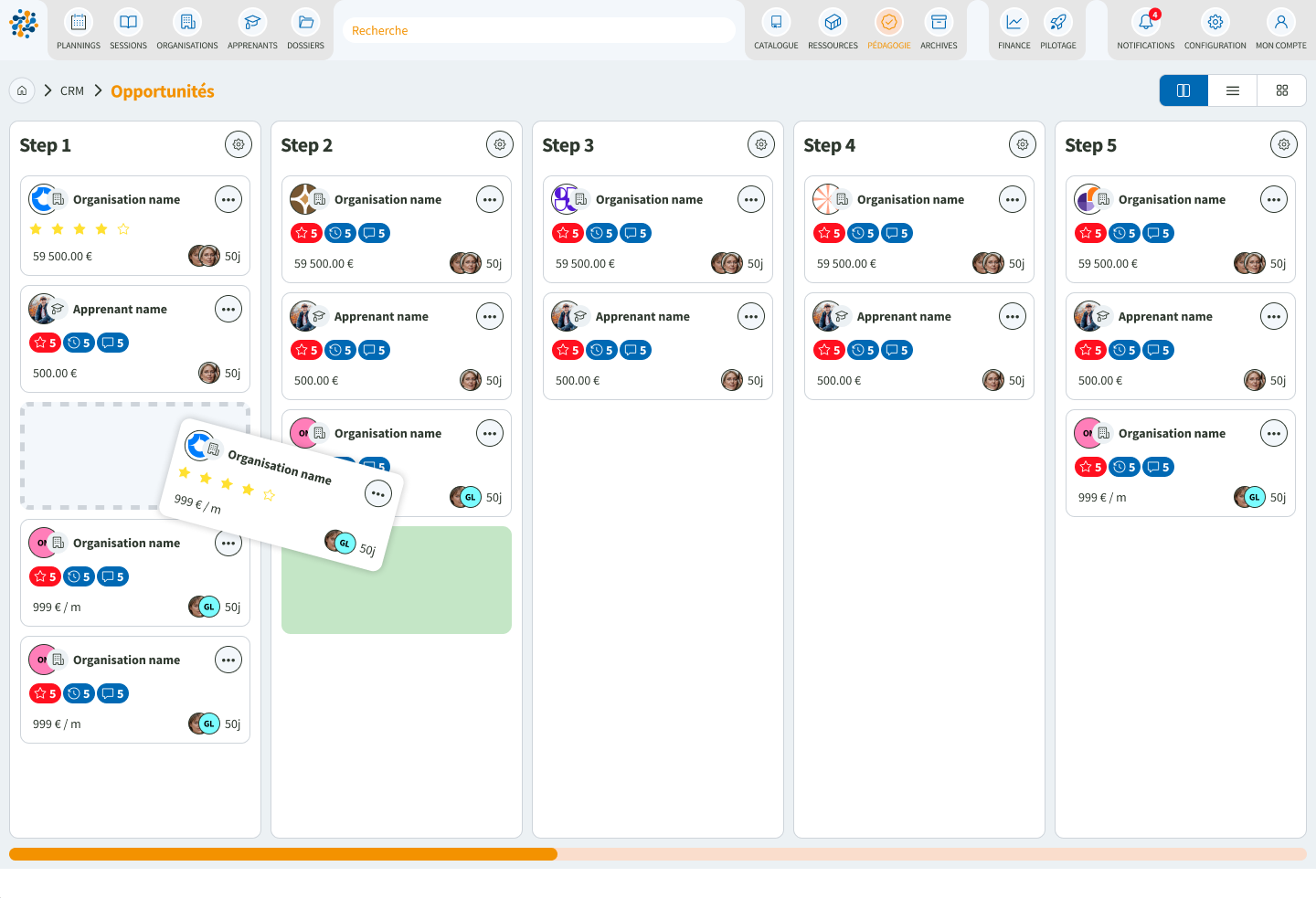 Tableau de bord Formdev pour le suivi d'affaires