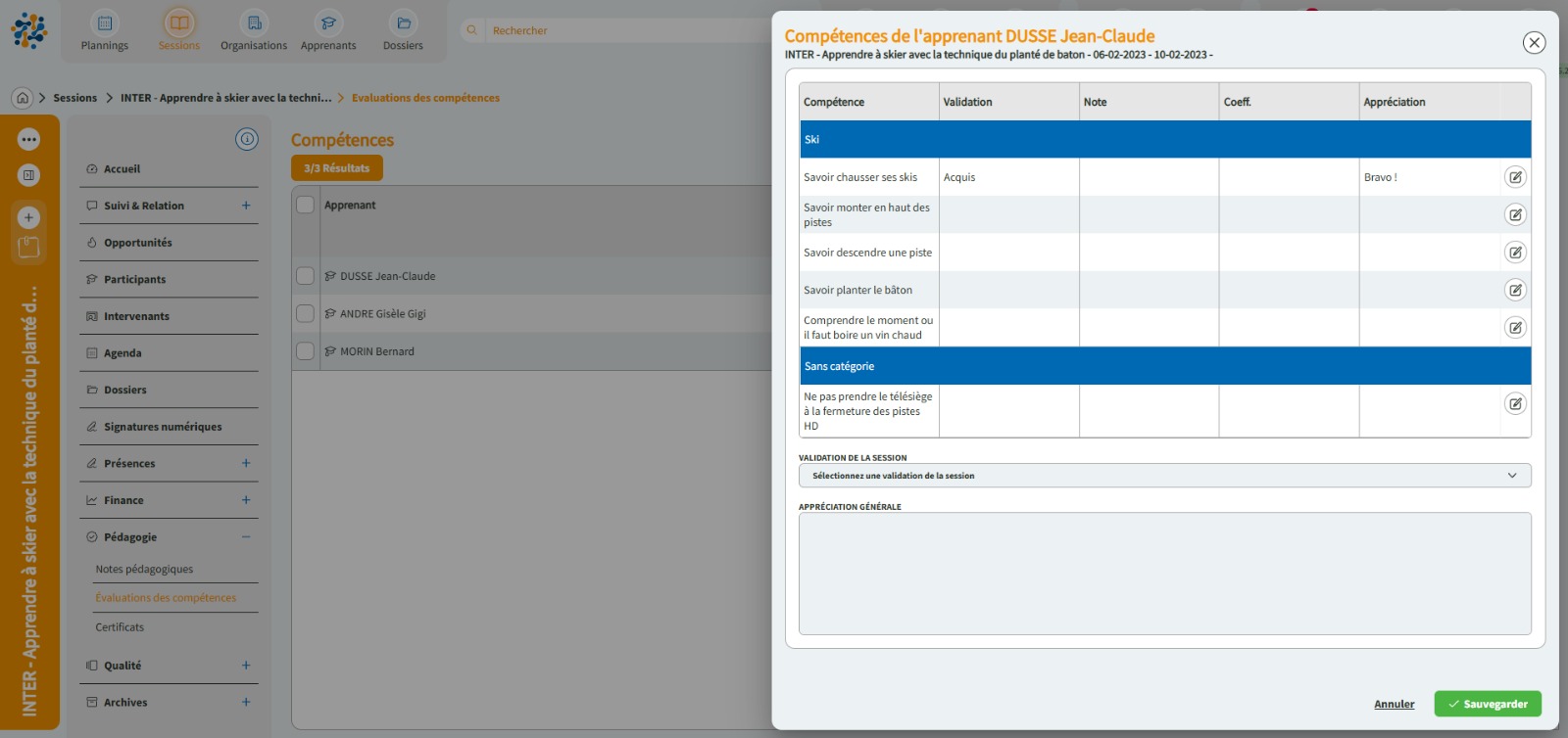 Suivi p&eacute;dagogique